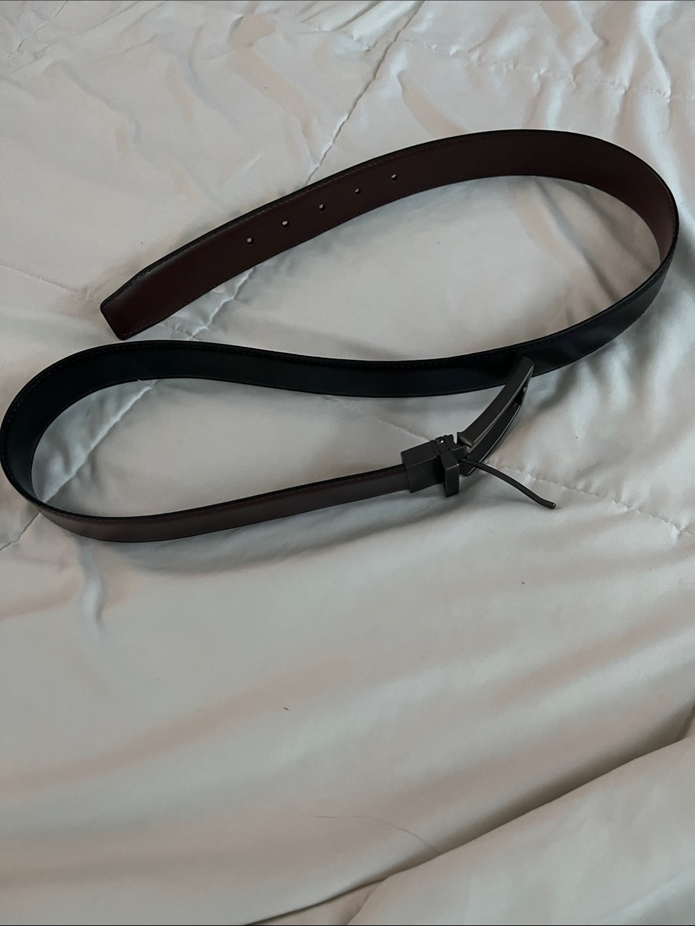 Reversible Black and Brown Leather Belt with Matte Black Buckle